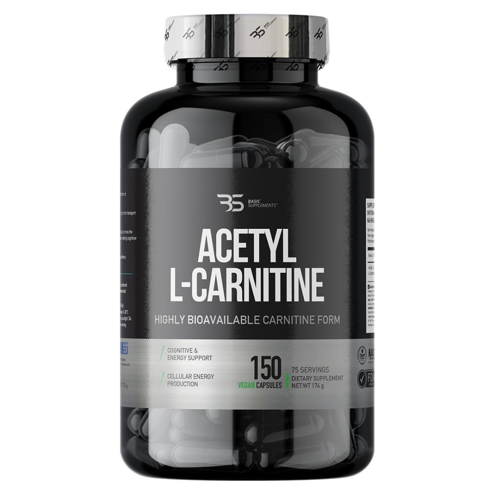 Acetyl L-Carnitine PRO 150 veganskih kapsula za energiju sagorevanje masti i fokus Basic Supplements