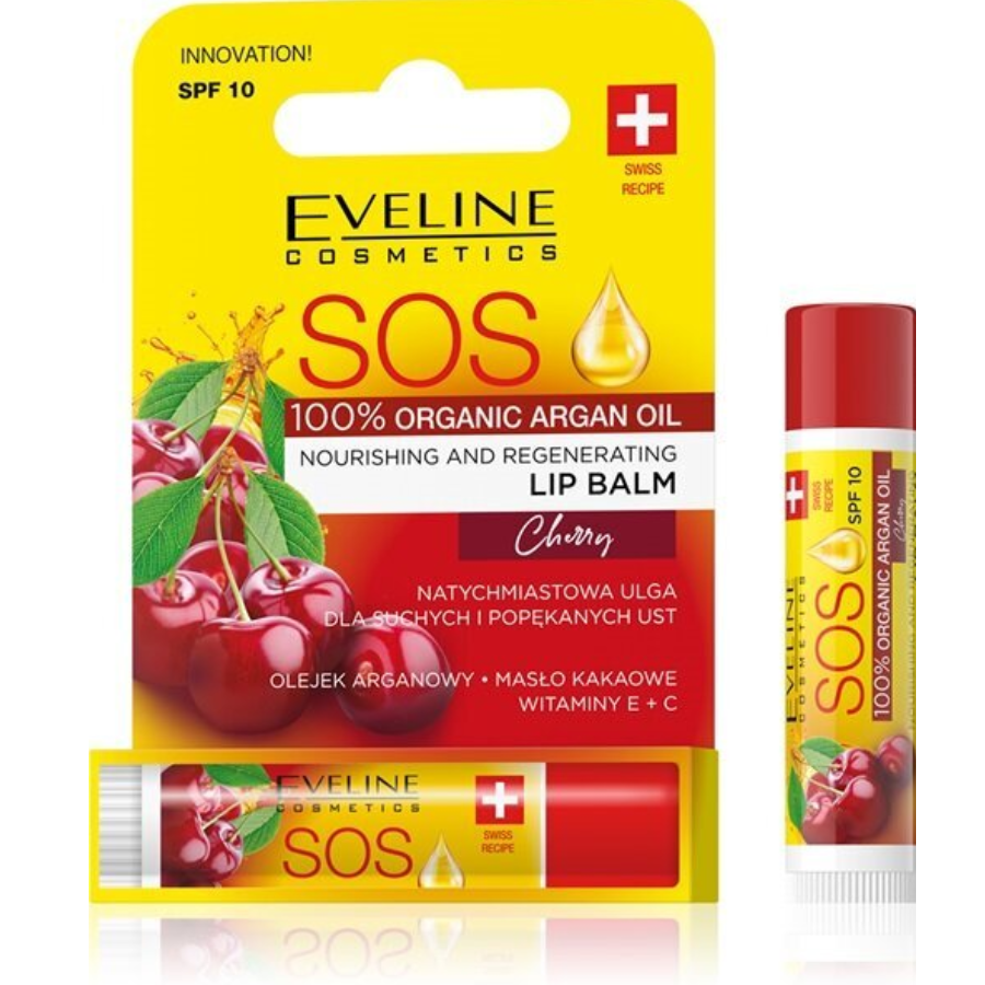 Balzam za usne SOS NOURISHING AND REGENERATING LIP BALM Cherry SPF10 1 Piece Eveline