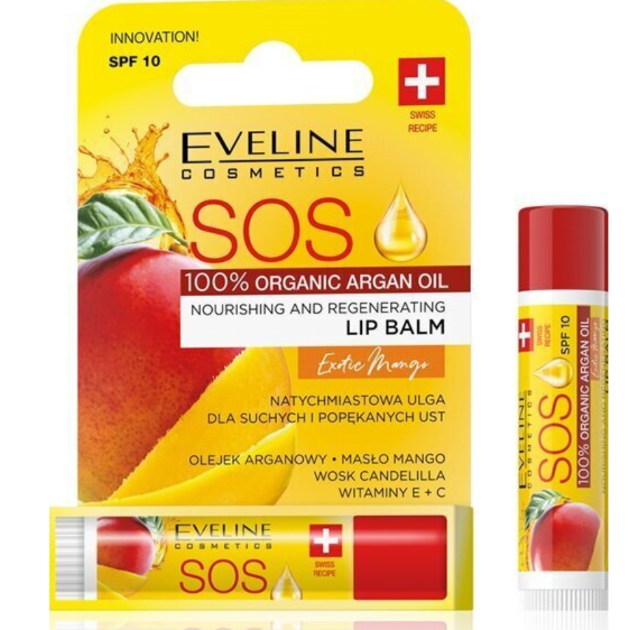 Balzam za usne SOS NOURISHING AND REGENERATING LIP BALM  Mango SPF10 1 Piece Eveline