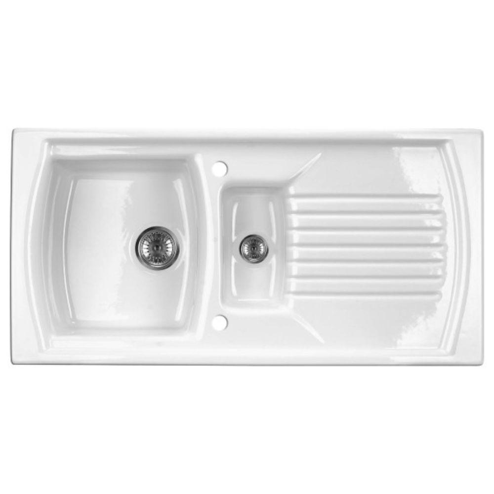 Deante Lusitiano 100/WH/2/O – Keramička sudopera sa 1,5 koritom i oceđivačem, bela