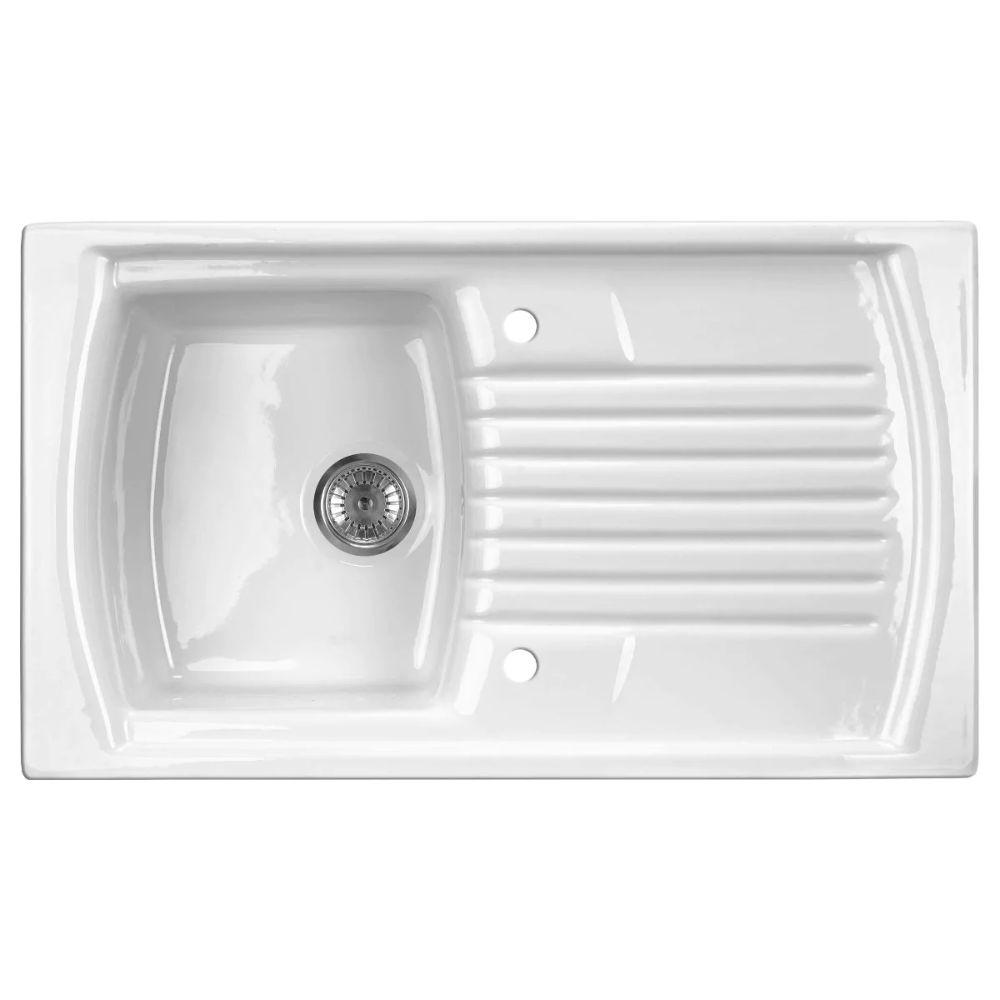 Deante Lusitiano 86/WH/O keramička sudopera – 1 korito sa oceđivačem, bela, 86 cm