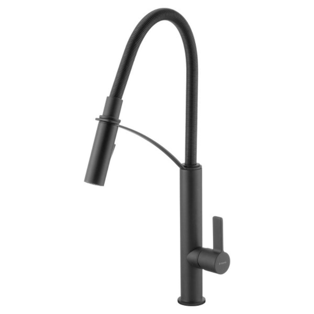 Deante slavina Gerbera BGB N72M – crna, fleksibilni izliv, granit/guma