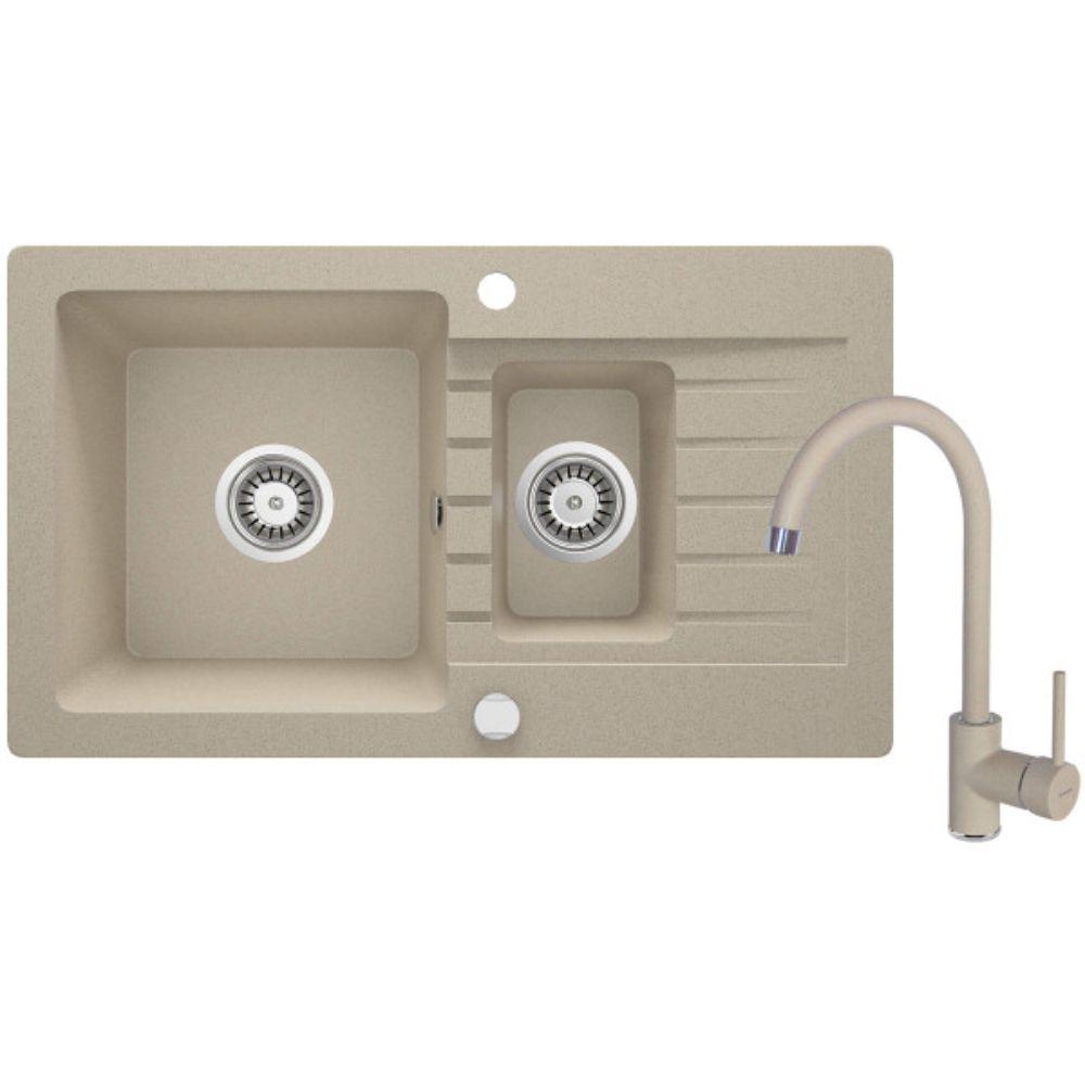 Deante ZQZ 7513 + BEN 762M – Set granitne sudopere sa 1.5 korita i stilizovanom slavinom