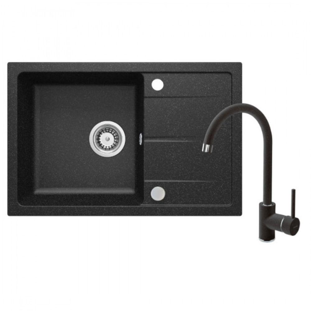 Deante ZRDA2113 – Komplet granitne sudopere sa slavinom i sifonom u grafit finišu