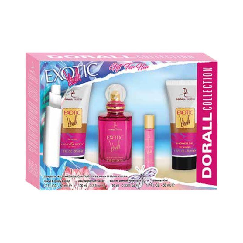 Dorall Collection Exotic Vanilla 4/1 Set za Žene (Losion za Ruke i Telo + EDP 100ml + Rol On Dezodorans 10ml + Gel za Tuširanje 50ml)