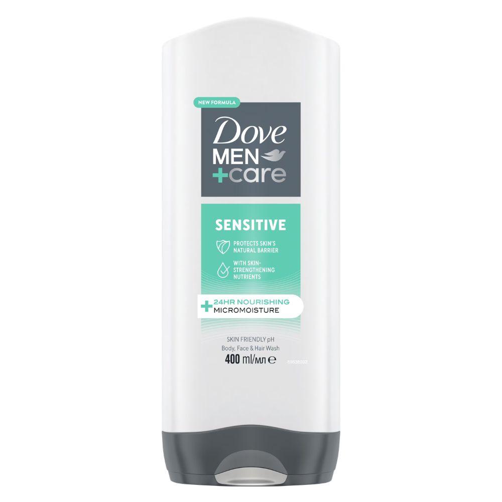 Dove Men+Care Sensitive gel za tuširanje za telo, lice i kosu 400ml