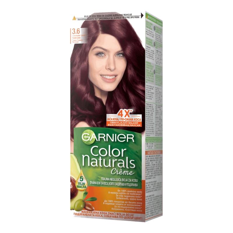 Garnier Color Naturals 3.6 Crvenkasto Tamno Kestenjasta - Hranljiva Krema za Bojenje