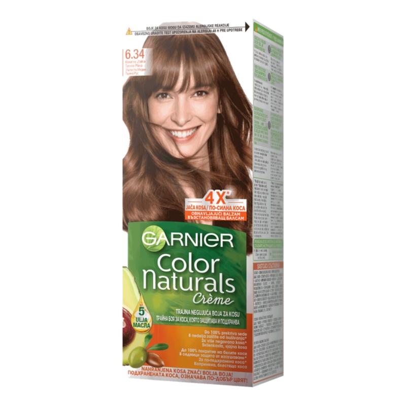 Garnier Color Naturals 6.34 Bakarno Zlatna Tamno Plava - Hranljiva Krema za Bojenje