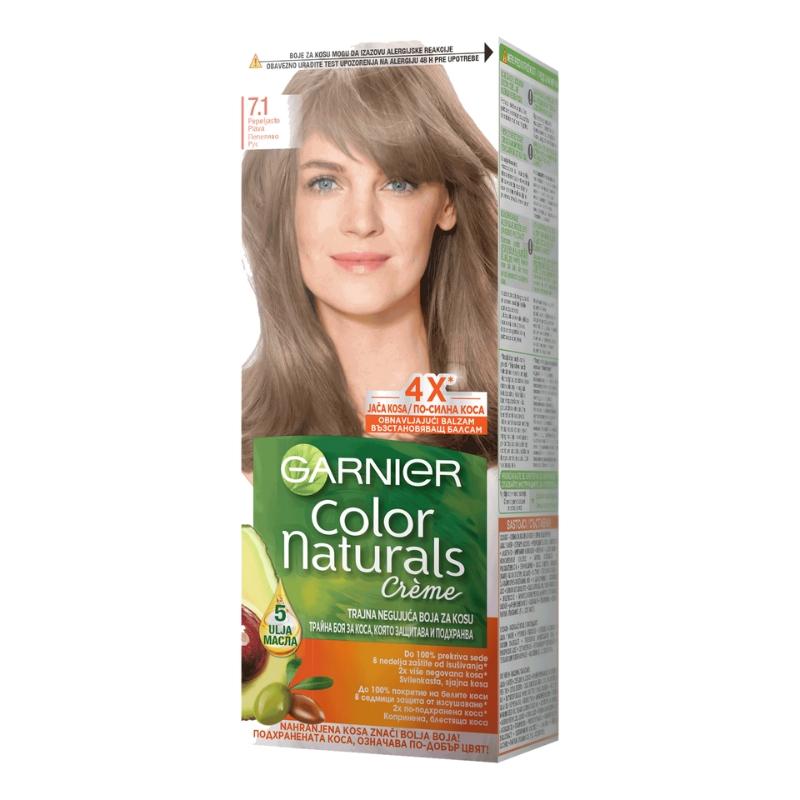 Garnier Color Naturals 7.1 Pepeljasto Plava - Hranljiva Krema za Bojenje