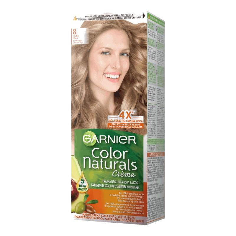 Garnier Color Naturals 8 Svetlo Plava - Hranljiva Krema za Bojenje