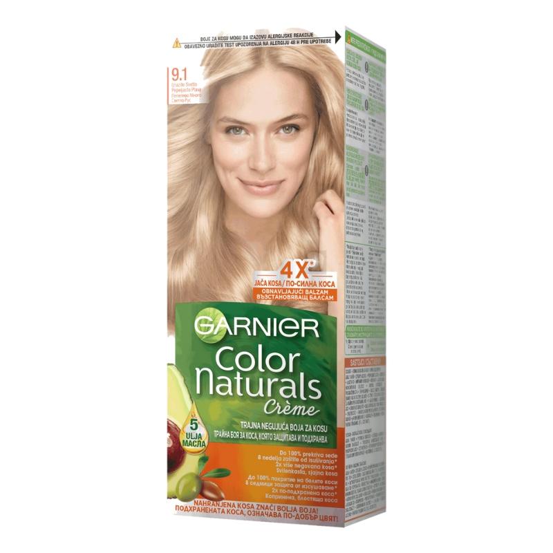 Garnier Color Naturals 9.1 Izrazito Svetlo Pepeljasto Plava - Hranljiva Krema za Bojenje