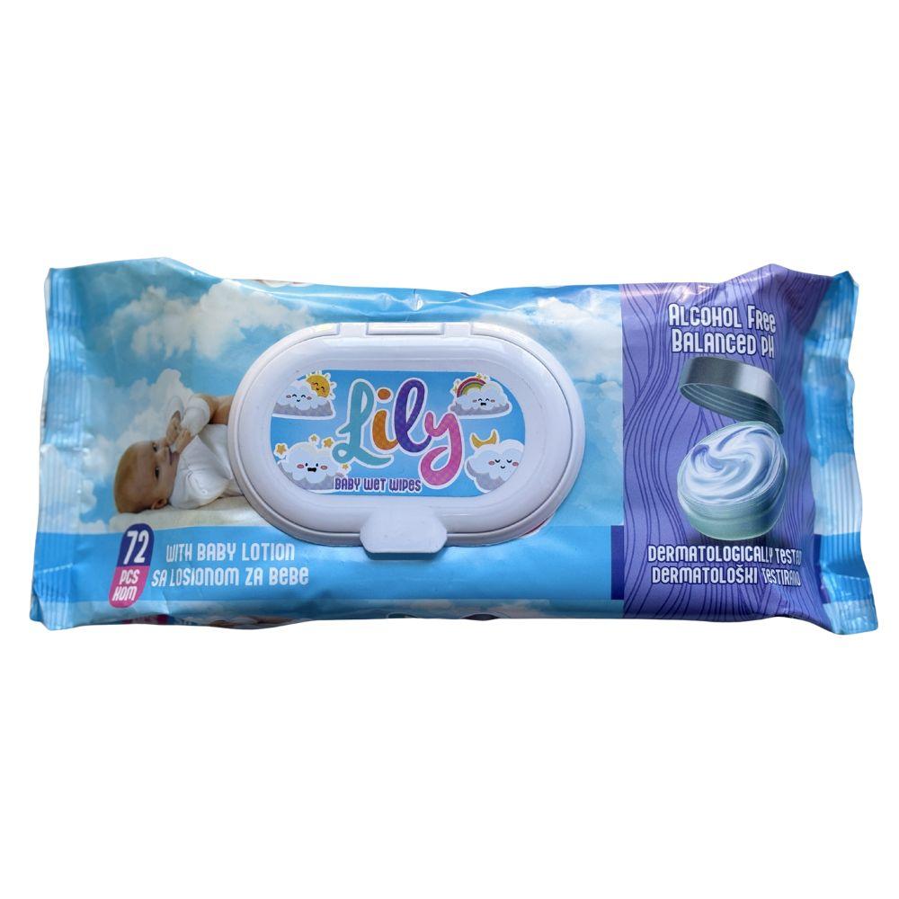 Lily vlažne maramice sa poklopcem sa losionom – 72 komada