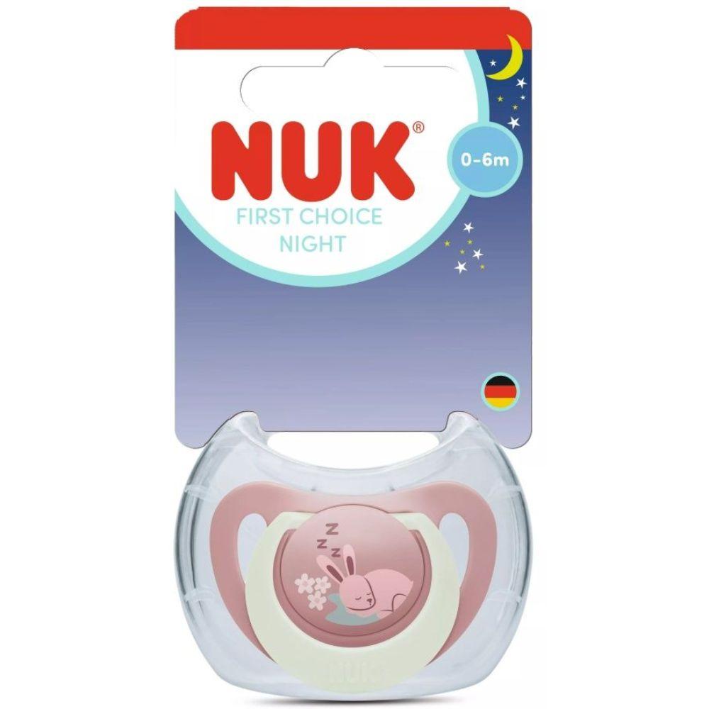 NUK First Choice Night silikonska duda varalica 0-6 meseci zec