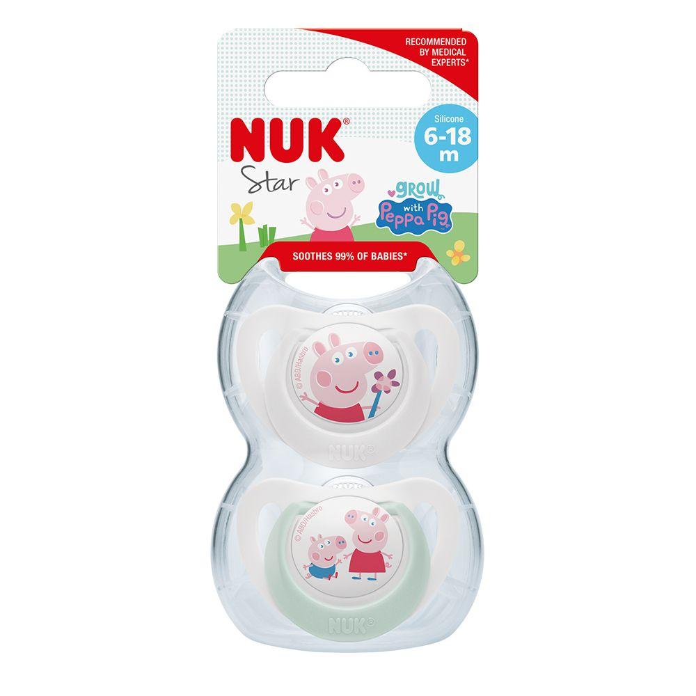 NUK varalica silikon u kutiji Star 6–18 meseci 2 kom Peppa Pig