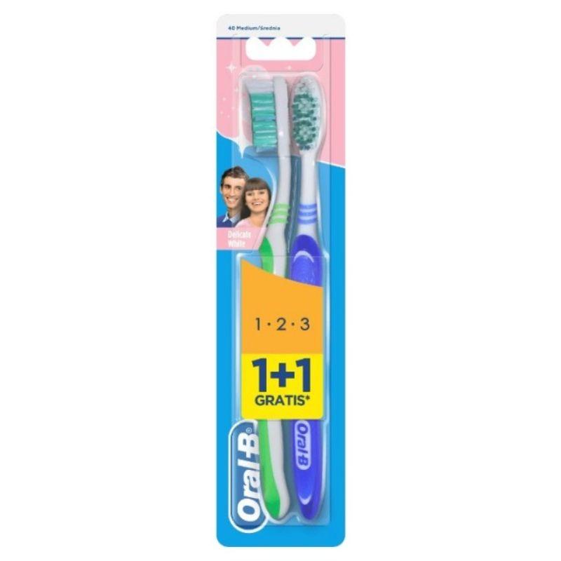 Oral-B Delicate White 40 Medium četkica za zube – 1+1 gratis (2 komada)