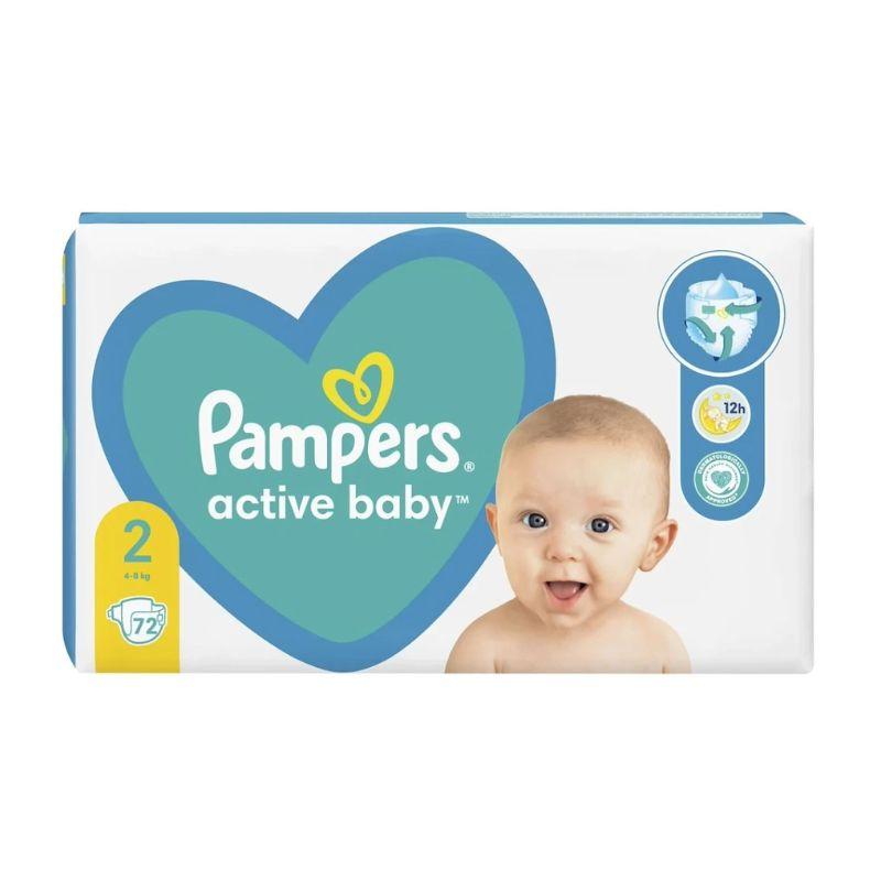 Pampers Active Baby veličina 2 pelene za bebe (4-8 kg, 72 komada)