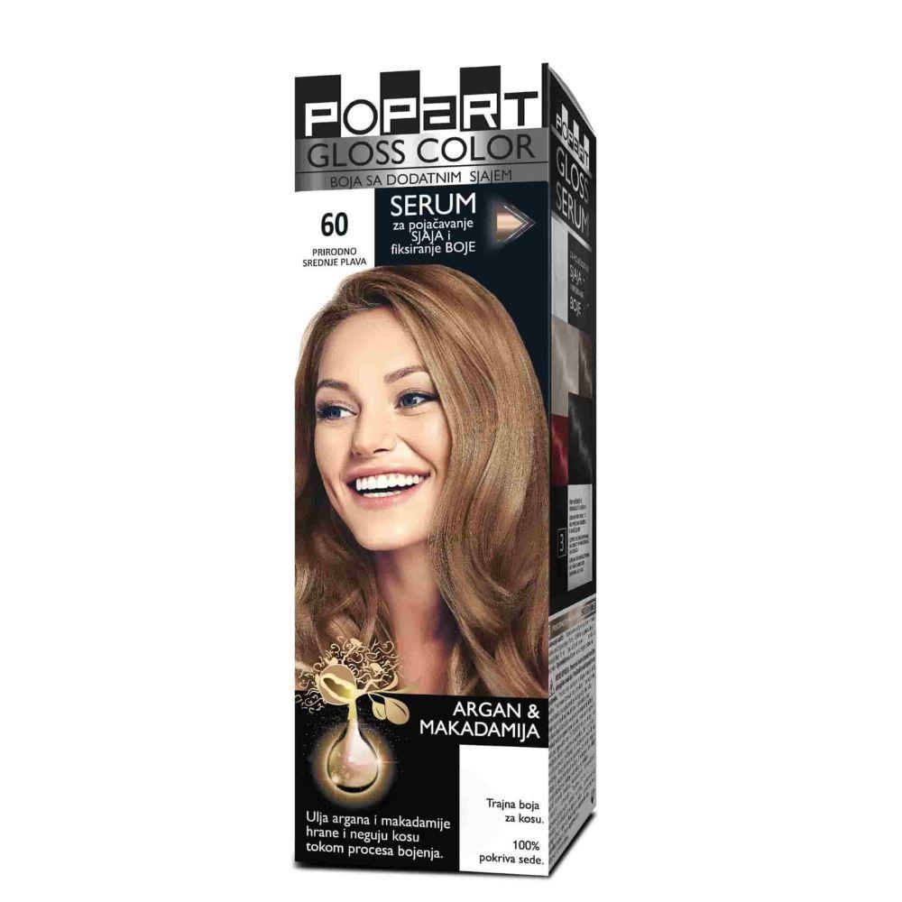 Popart Gloss Color 60 Argan & Makadamija – Boja za Kosu sa Prirodnim Sjajem i Potpunim Prekrivanjem Sede Kose