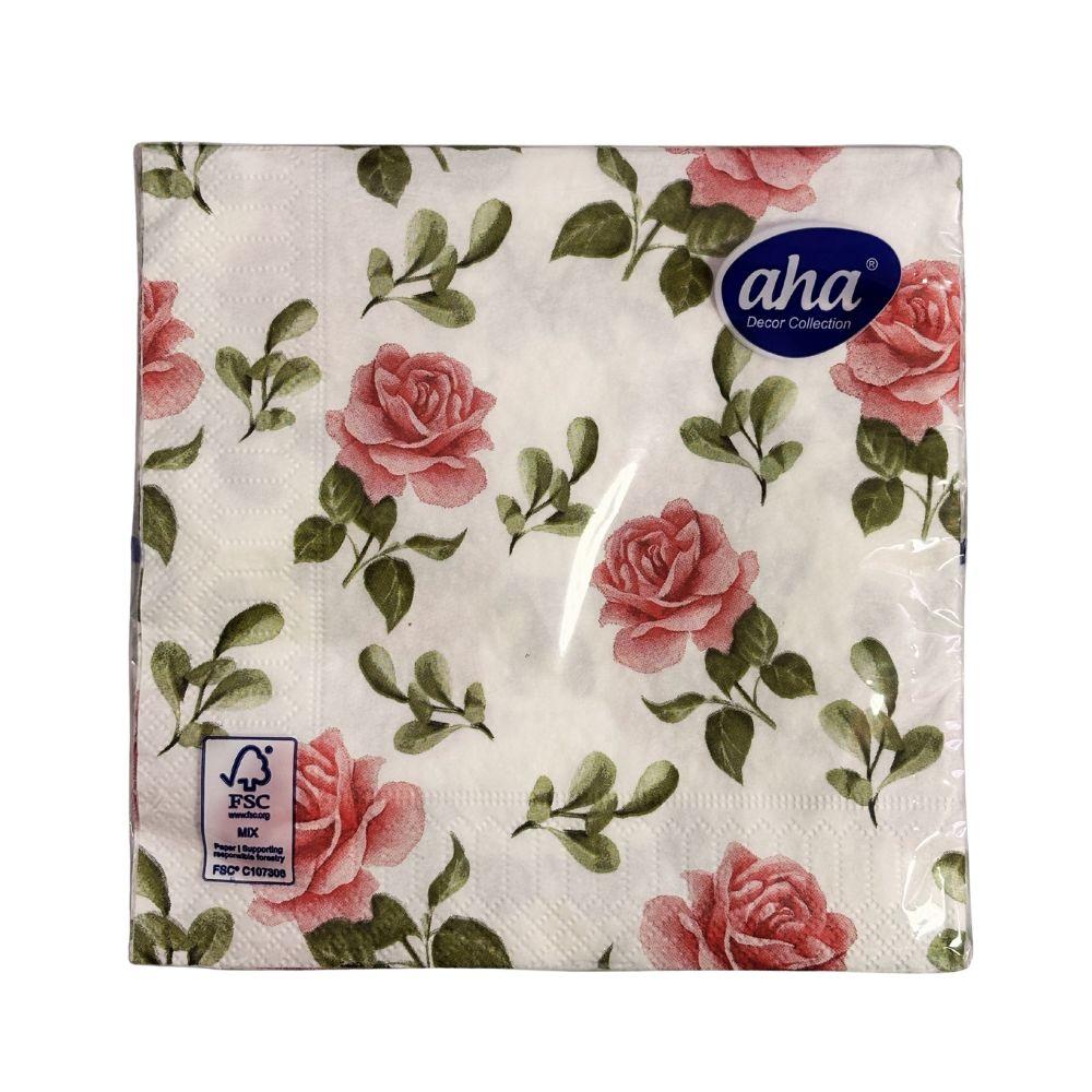 Salveta Roze Ruža KW-129 – Troslojne, 20 Komada (33x33 cm)