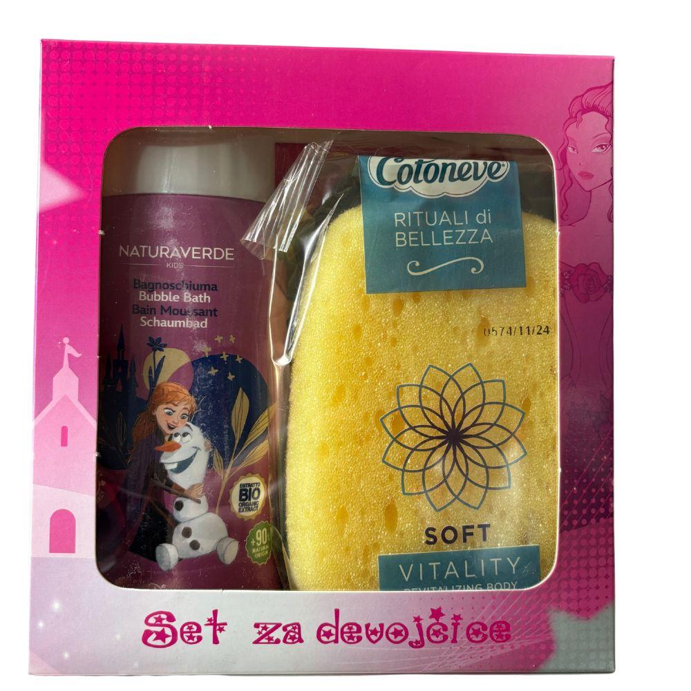 Sterling Kids poklon set za devojčice – Frozen pena za kupanje 250ml + sunđer