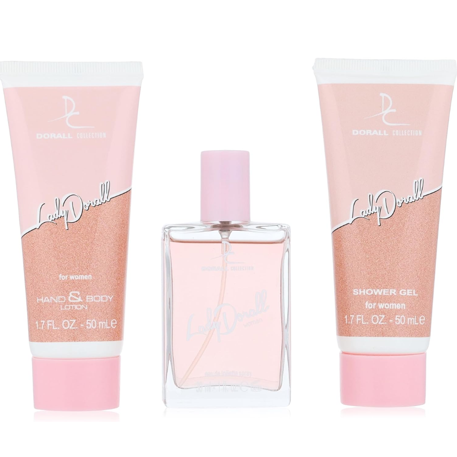 Toaletni set LADY DORALL 3/1 Set (Losion za ruke i telo 50ml + EDP 30ml - Gel za tuširanje 50ml) Dorall collection