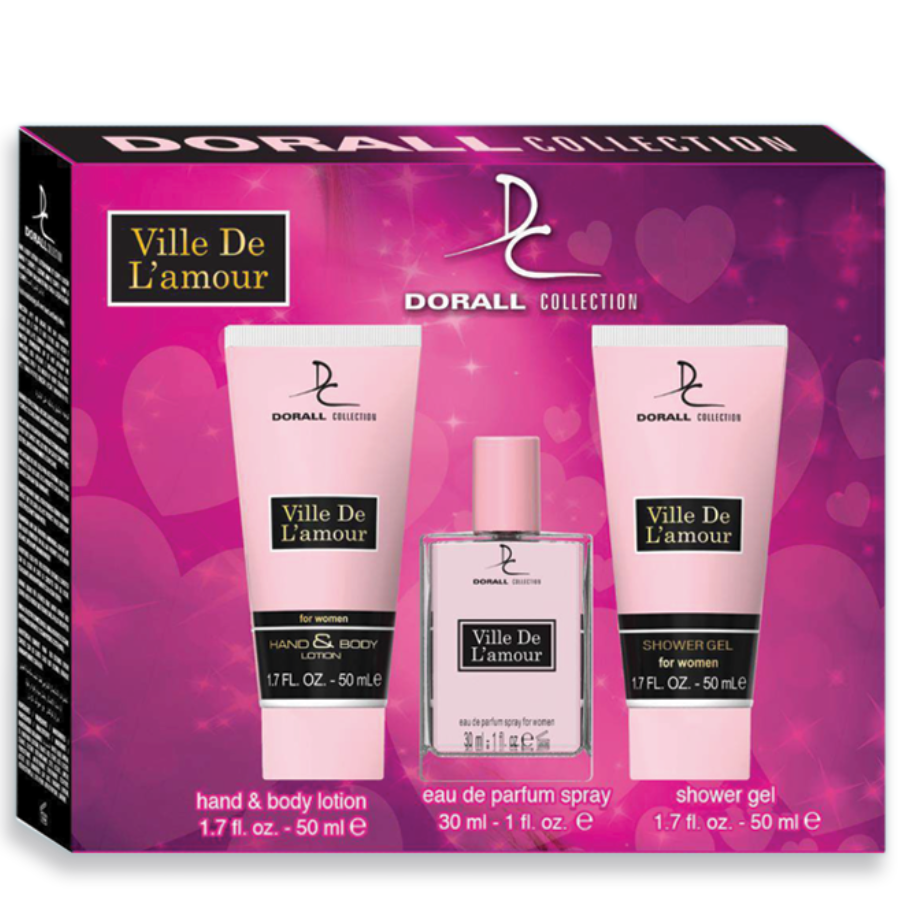  Toaletni set VILLE DE L'AMOUR 3/1 Set (EDT 30ML+ LOSION 50ML+GEL ZA TUŠIRANJE 50ML) Dorall collection