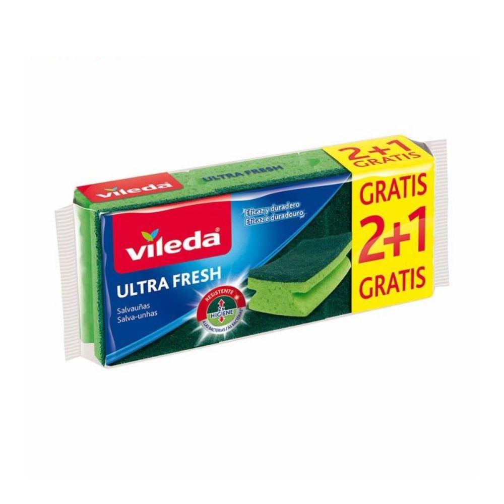 Vileda Ultra Fresh abrazivni sunđer za pranje posuđa 2+1 kom