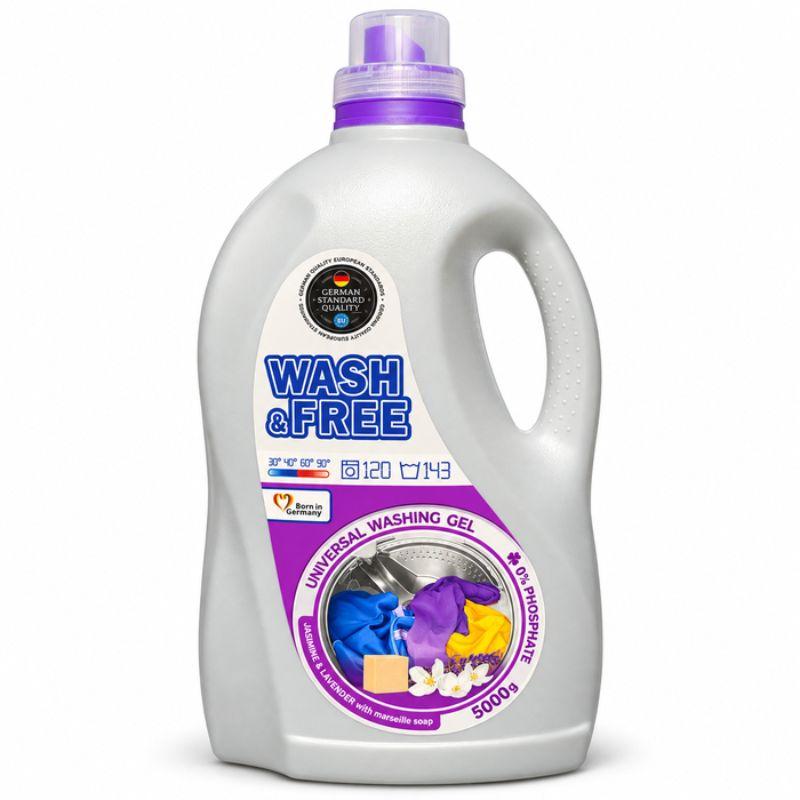 Wash & Free Jasmine & Lavender univerzalni gel za pranje veša sa marsejskim sapunom 5 L