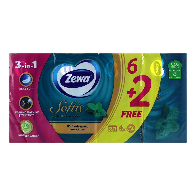 Zewa Softis Menthol Breeze Papirne Maramice – 6+2 Pakovanja (4 Sloja)