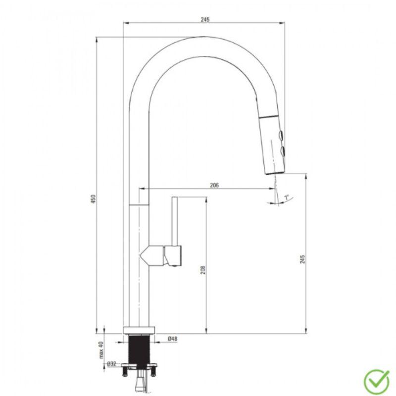 Deante Olfato BQO D72M titanium slavina sa tuš glavom na izvlačenje