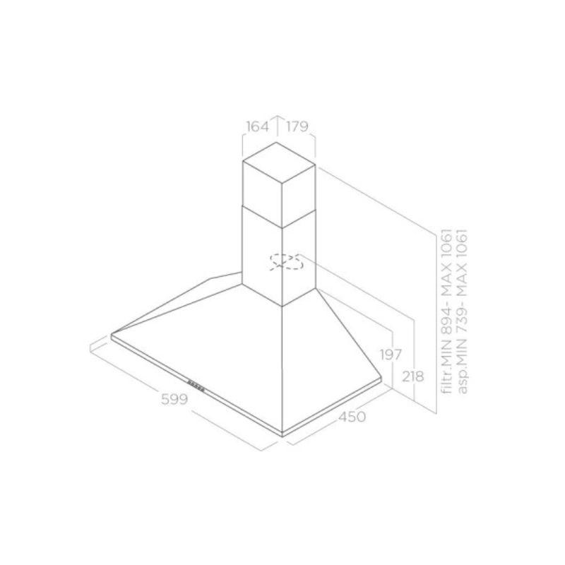 Elica aspirator BERLIN AN/A/60 – crni zidni aspirator sa mehaničkim dugmićima i LED osvetljenjem
