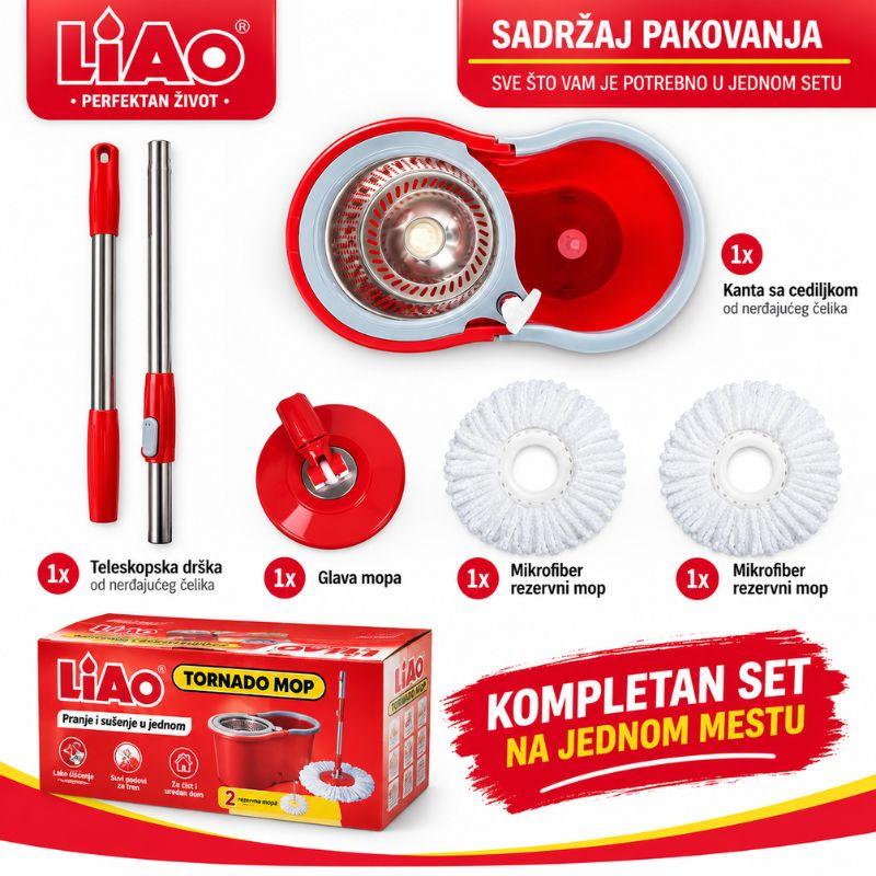 LIAO T130016 mop sa kofom i dve mikrofiber glave