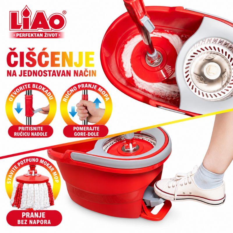 LIAO Tornado mop sa produživom drškom i dve mikrofiber glave