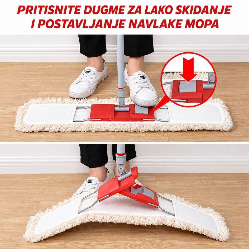 Široki mop za brisanje podova sa pamučnom krpom LIAO 60 cm