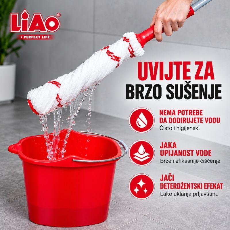 Twist mop LIAO A130072-H sa produživom drškom i mikrofiber vlaknima za pranje podova